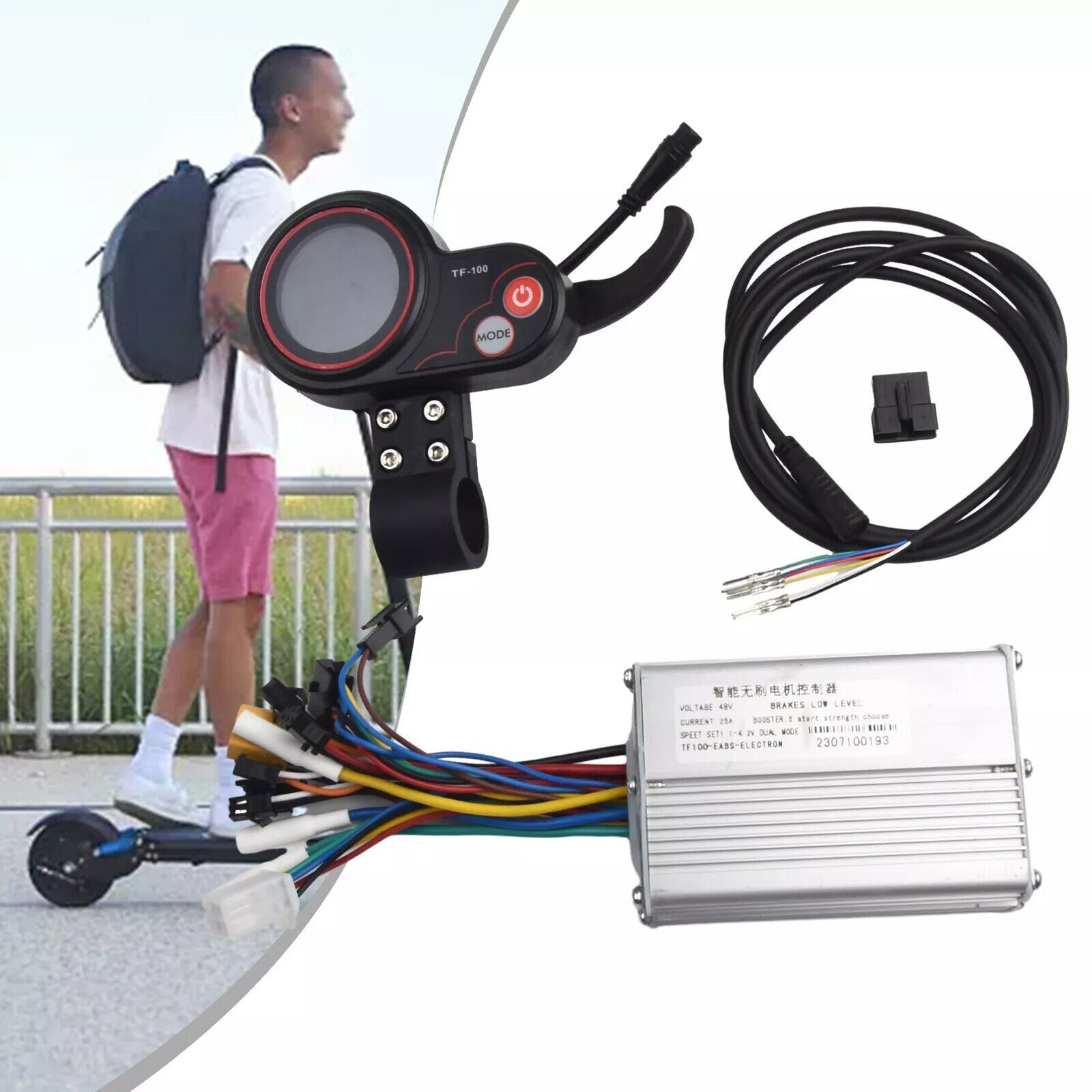 1200W 48V-25A Scooter Controller Kit Brushless w/LCD Display 6 Pin Cable