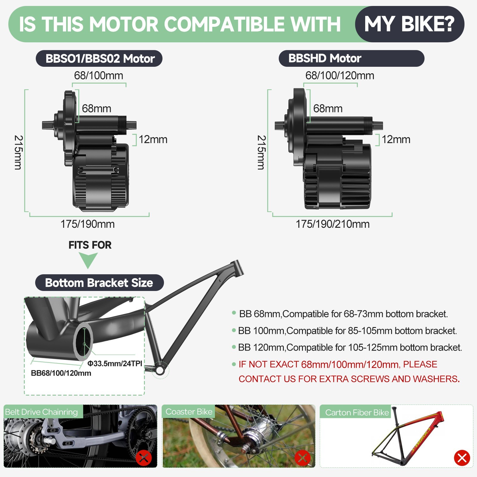 48V750W Bafang Mid Drive Motor Kit BBS02B 68-100mm Electric Bike Conversion Kit