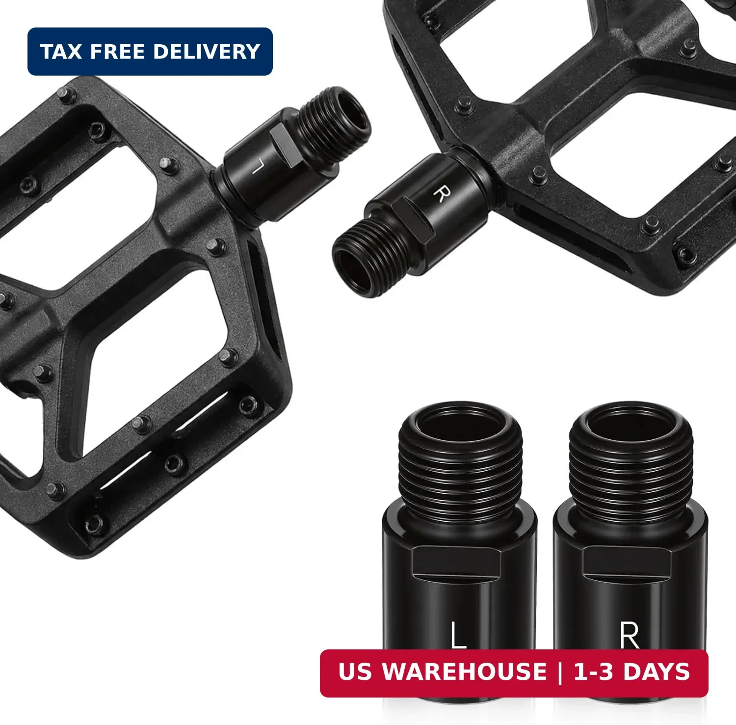 Bike Pedal Extenders, Black Steel Bicycle Pedal Adapter Extended Fit 9/16 inch S