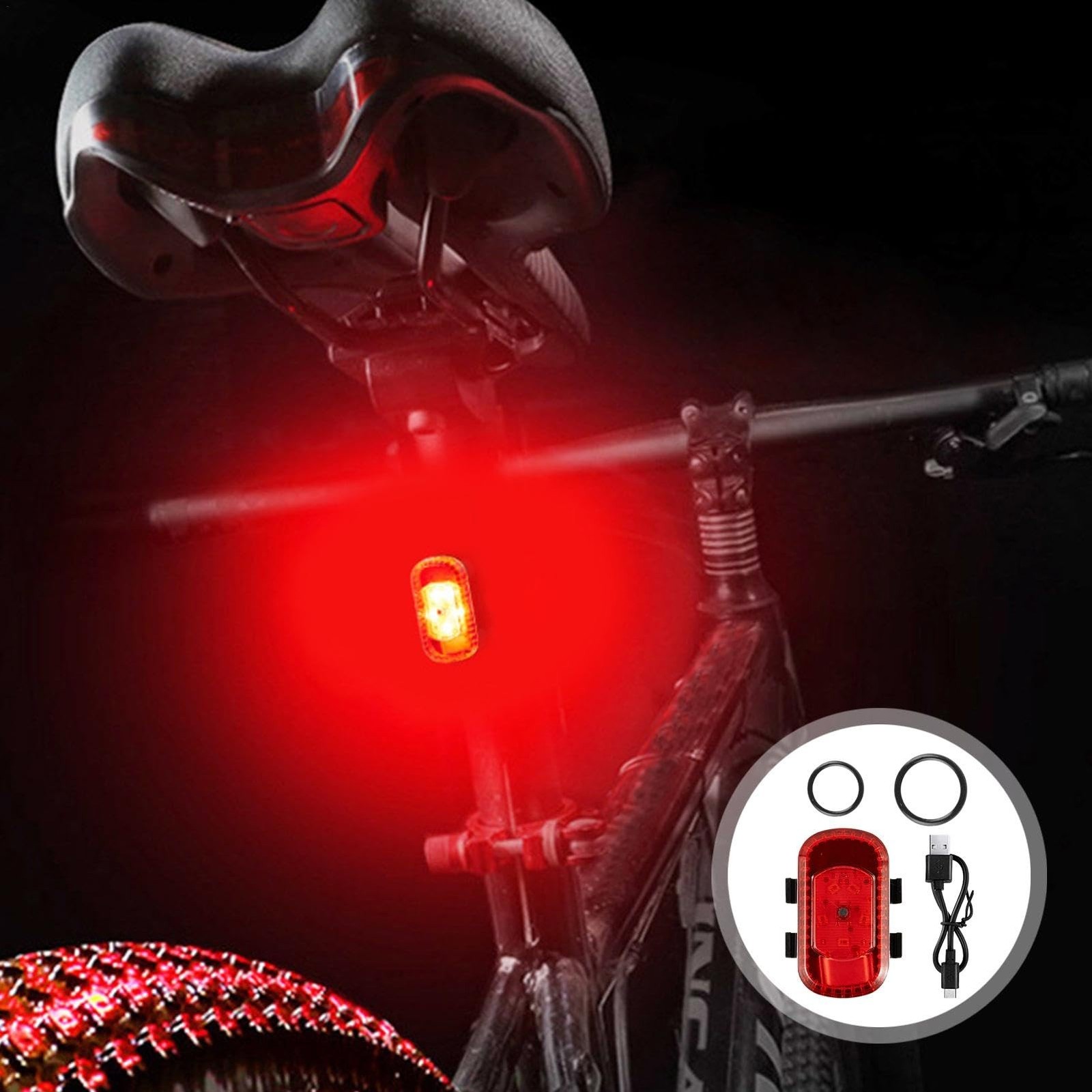 ABS Rechargeable LED Tail Light for Bike Motorcycle For Night Use