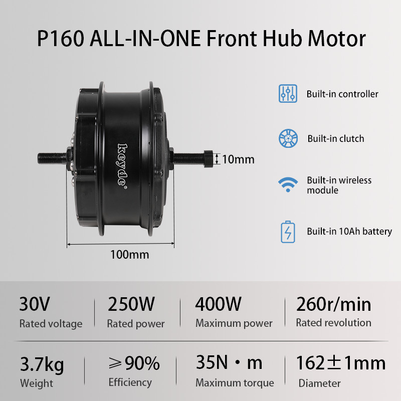 Keyde P160 All-In-One Hub Ebike Conversion Kit Integrated Battery and Controller
