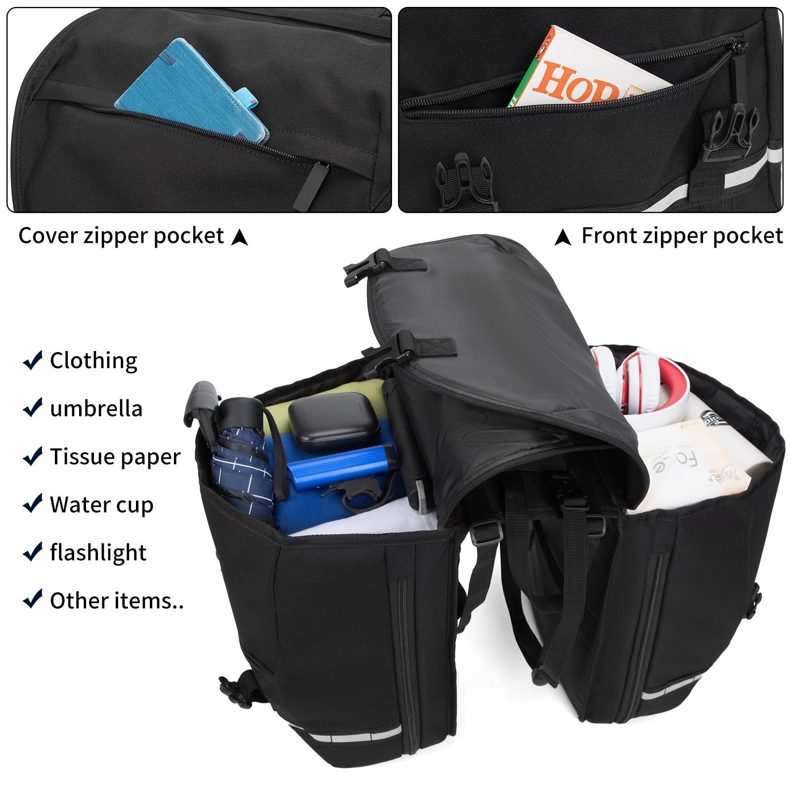 Sunpeak Bike Bag Accessories Panniers for Bicycle Rear Rack Bag 36L Waterproo…