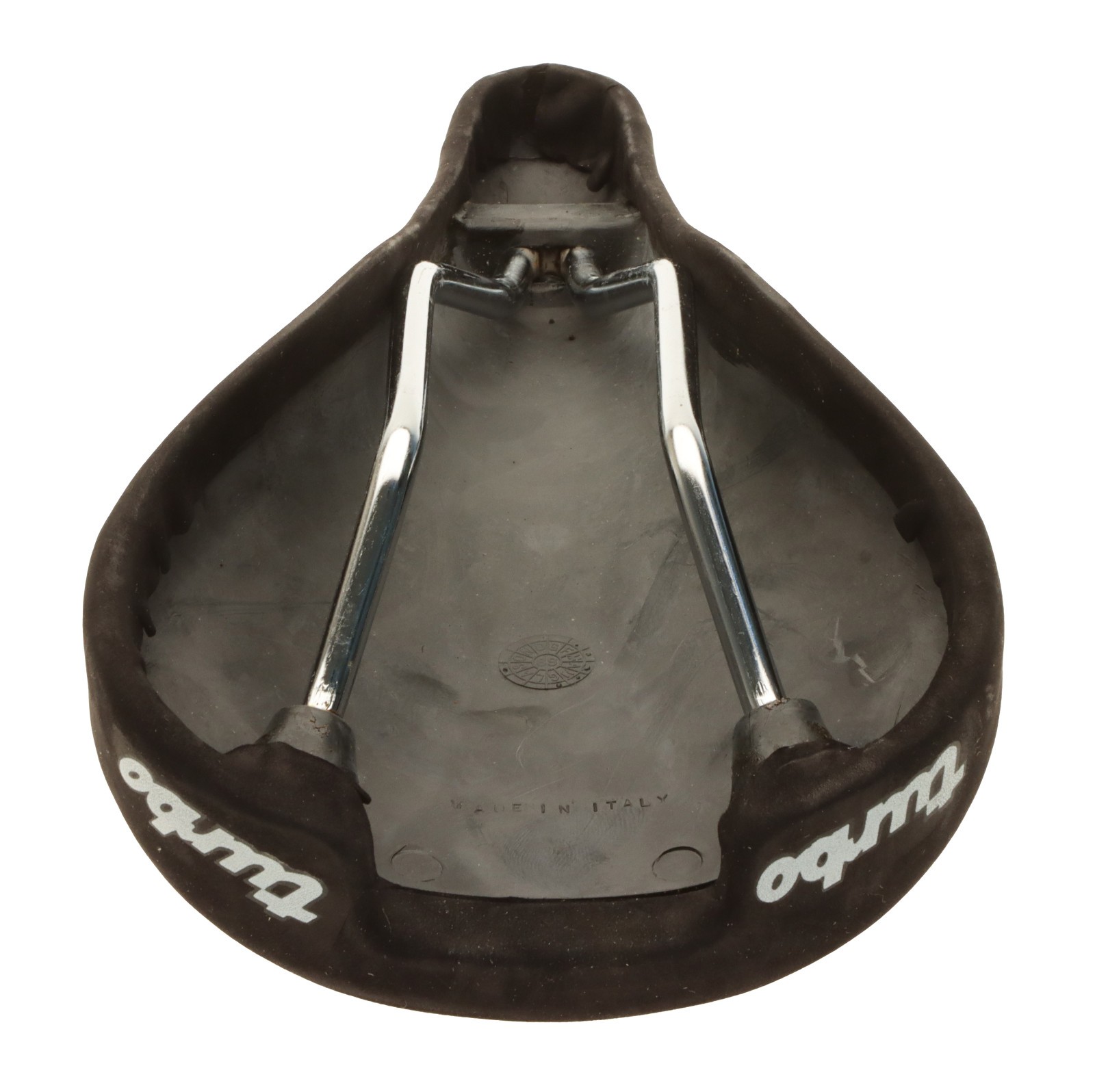 Selle Italia Turbo SUEDE Leather Saddle Black w/ WC STRIPES 90s Steel NEW NOS