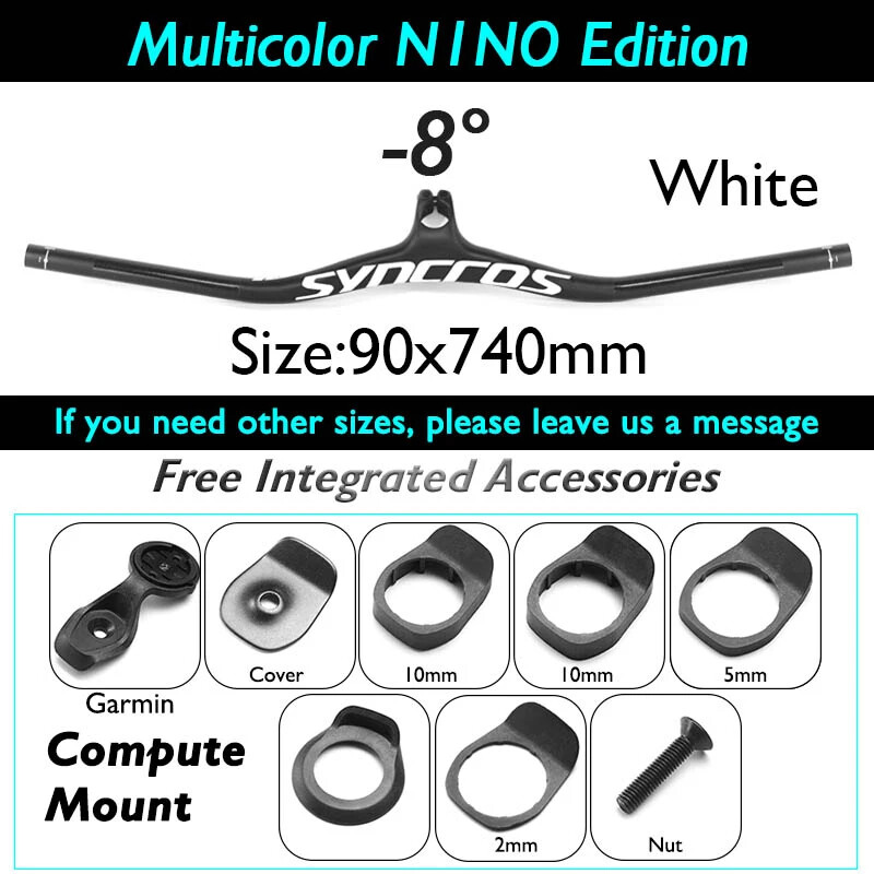 90*740mm Carbon Fiber Mountain Bike Integrated Handlebar -8/-17/ -25 Degree