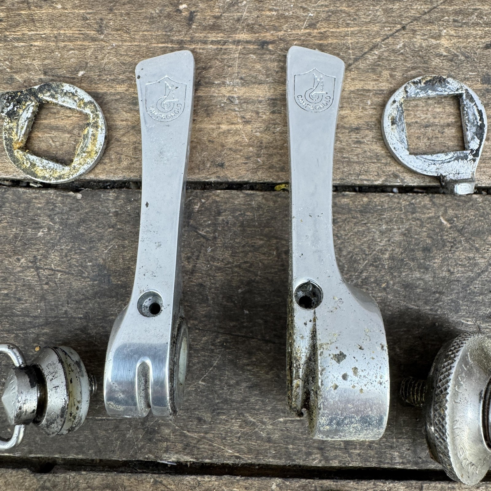 Vintage Campagnolo Shifter Set Road Bike Down Tube Shift Shield Italy Syncros