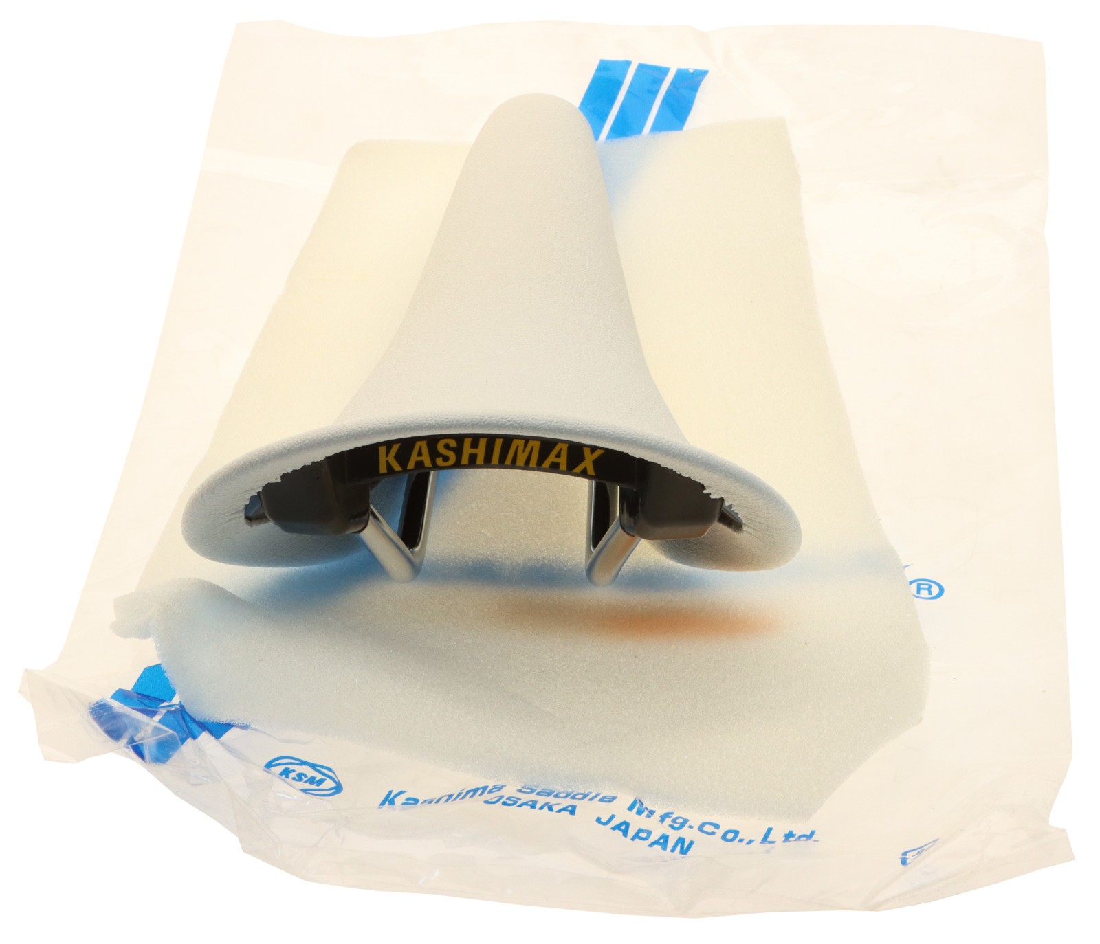 Kashimax Aero AX-4B Saddle Non-Padded Standard Rails Smooth Leather White NEW
