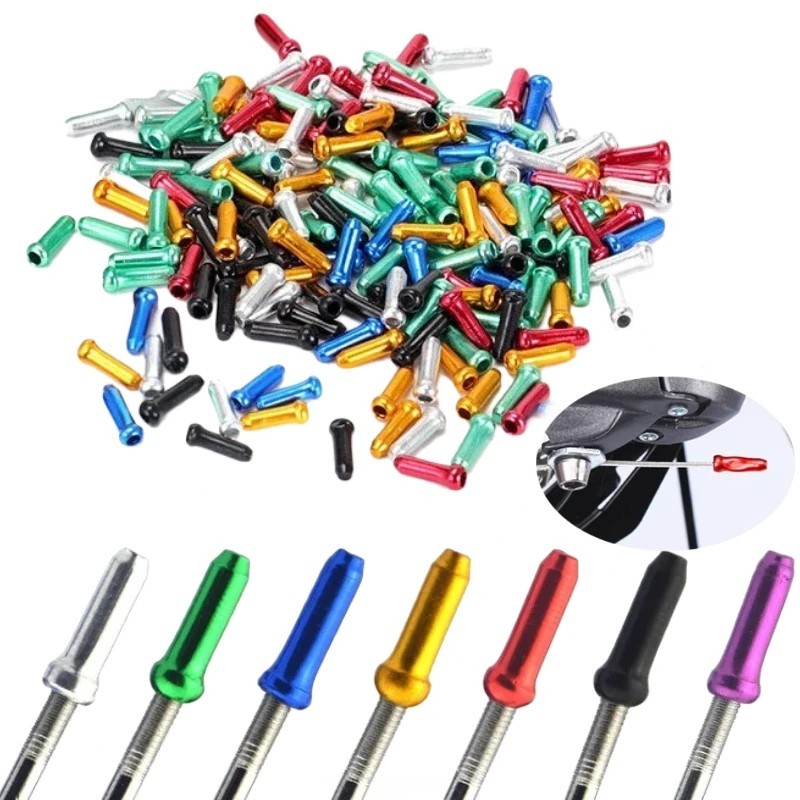 50pcs Bike Brake & Shift Cable End Caps Aluminum Crimp Tips Bicycle Cable Ends**