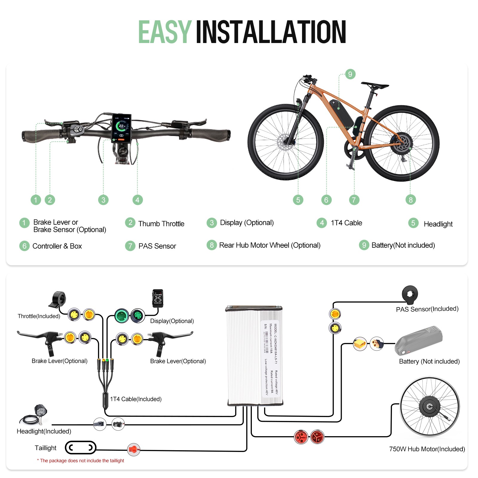 48V750W BAFANG Rear Wheel Motor Conversion Kits For 26″ E-bike Rear Wheel Drive