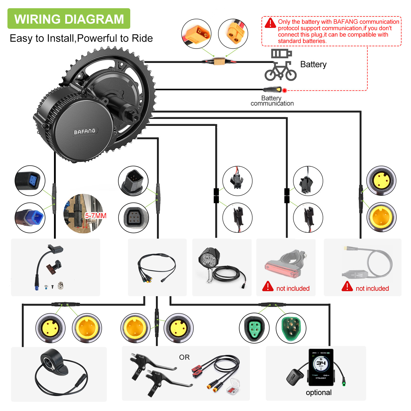 BAFANG BBS02B 48V 750W 68-100mm Mid Drive Motor DIY Ebike Conversion Kit USA