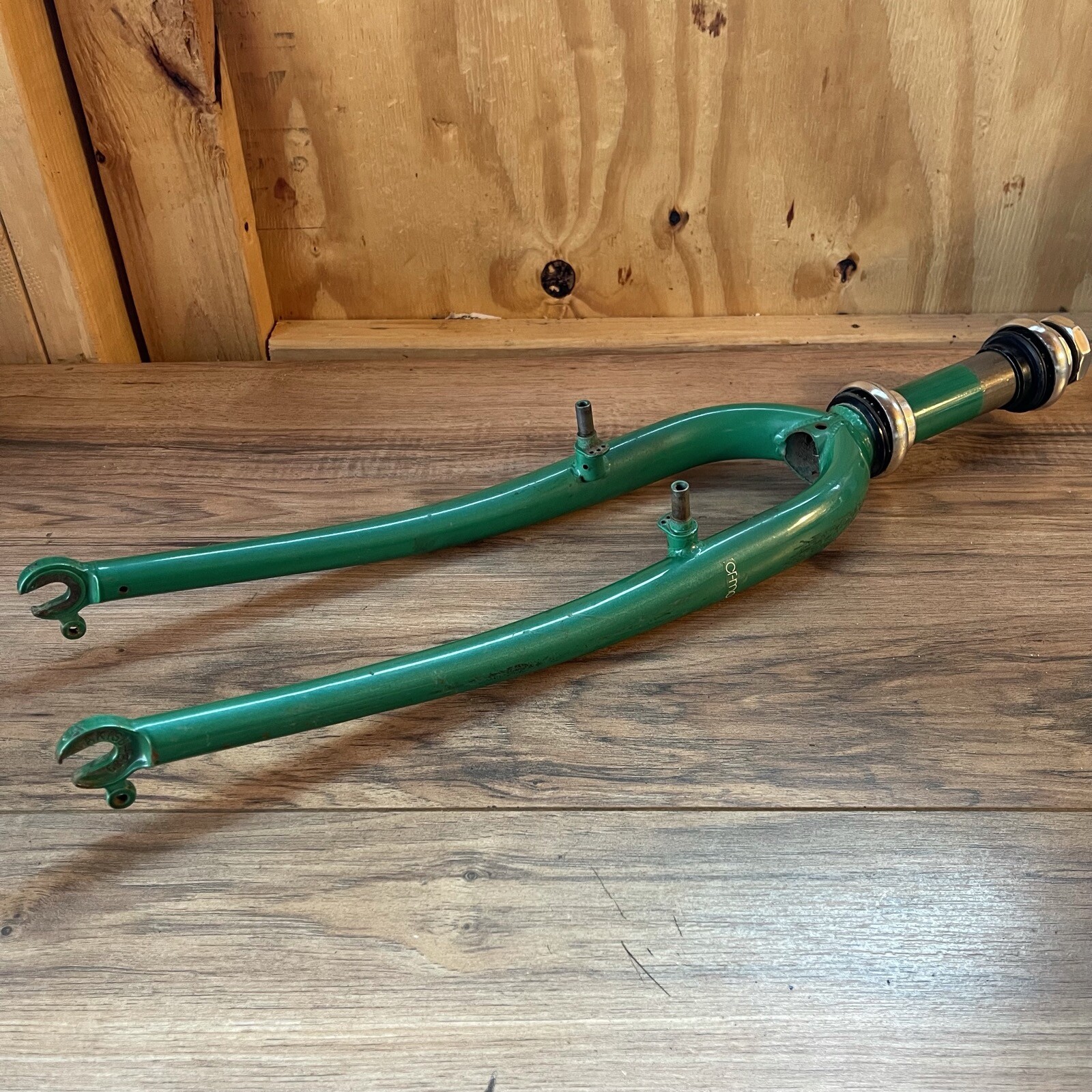 1 1/4 1.25 Inch Oversize Steerer MTB Rigid Fork 26 Threaded 144mm 395mm Green