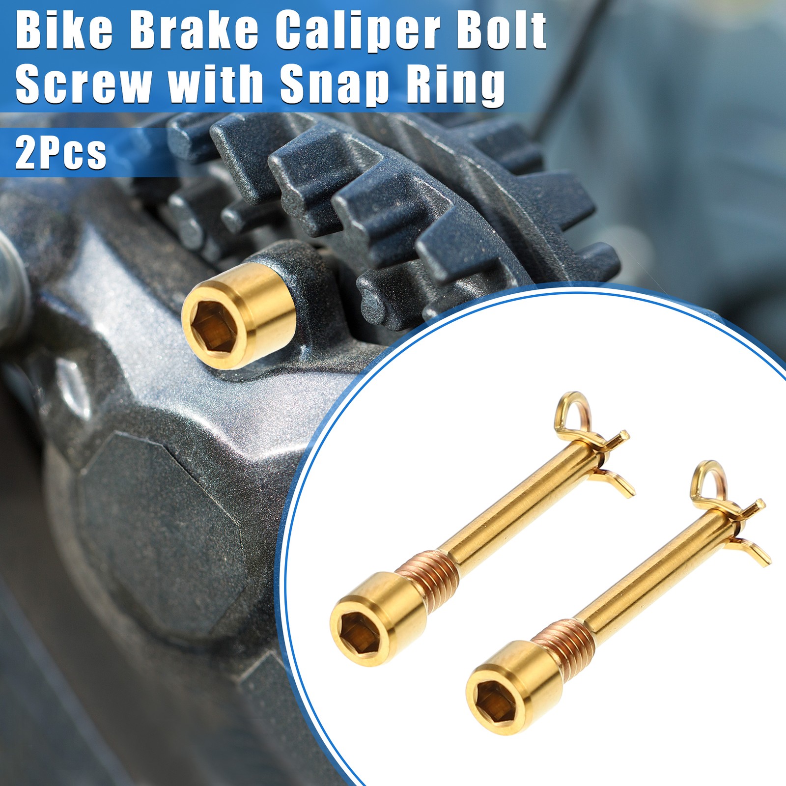 2 Pcs Bike Brake Caliper Bolt Screws M4x0.7 for Mountain Bicycle Gold Tone