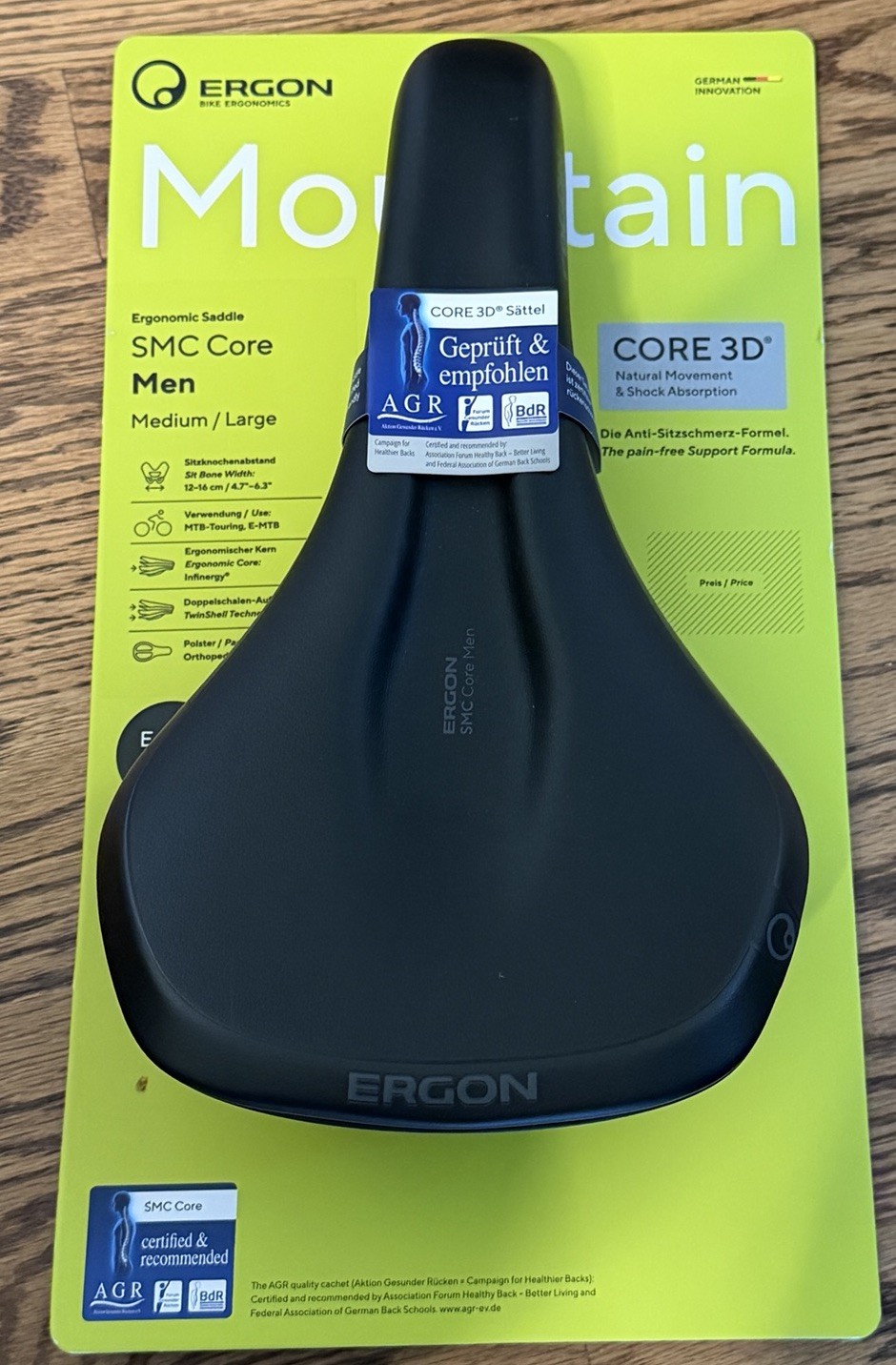 NEW Ergon SMC Core Men’s M/L Bicycle Saddle Black Gray MTB Gravel Bikepacking