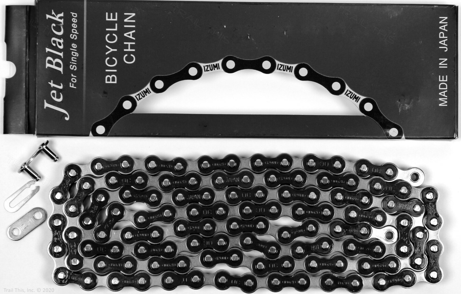 Izumi Jet Silver & Black 1/2 x 1/8 116L Single-Speed Bike Chain BMX Track Fixie