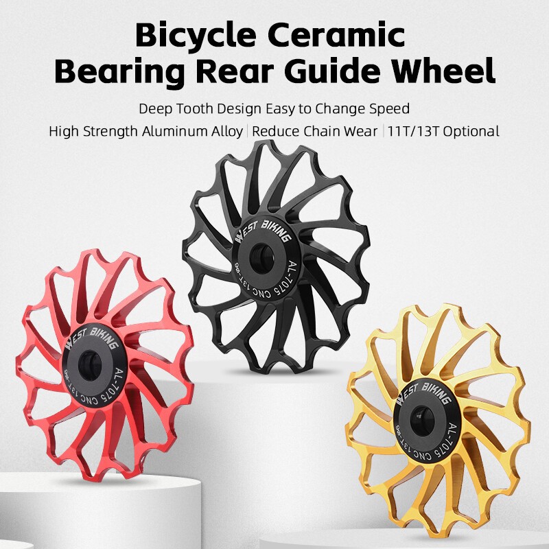 WEST BIKING Ceramic Rear Derailleur Pulley Bicycle 11T/13T Tension Pulley