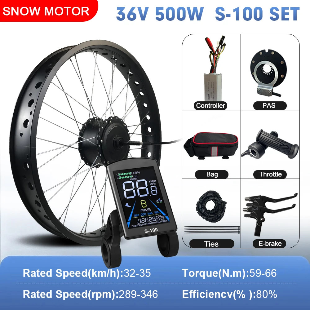 36V48V 500W EBike Fat Tire Conversion Kit 4.0 Rear Rotate Hub Motor Wheel 20 26″