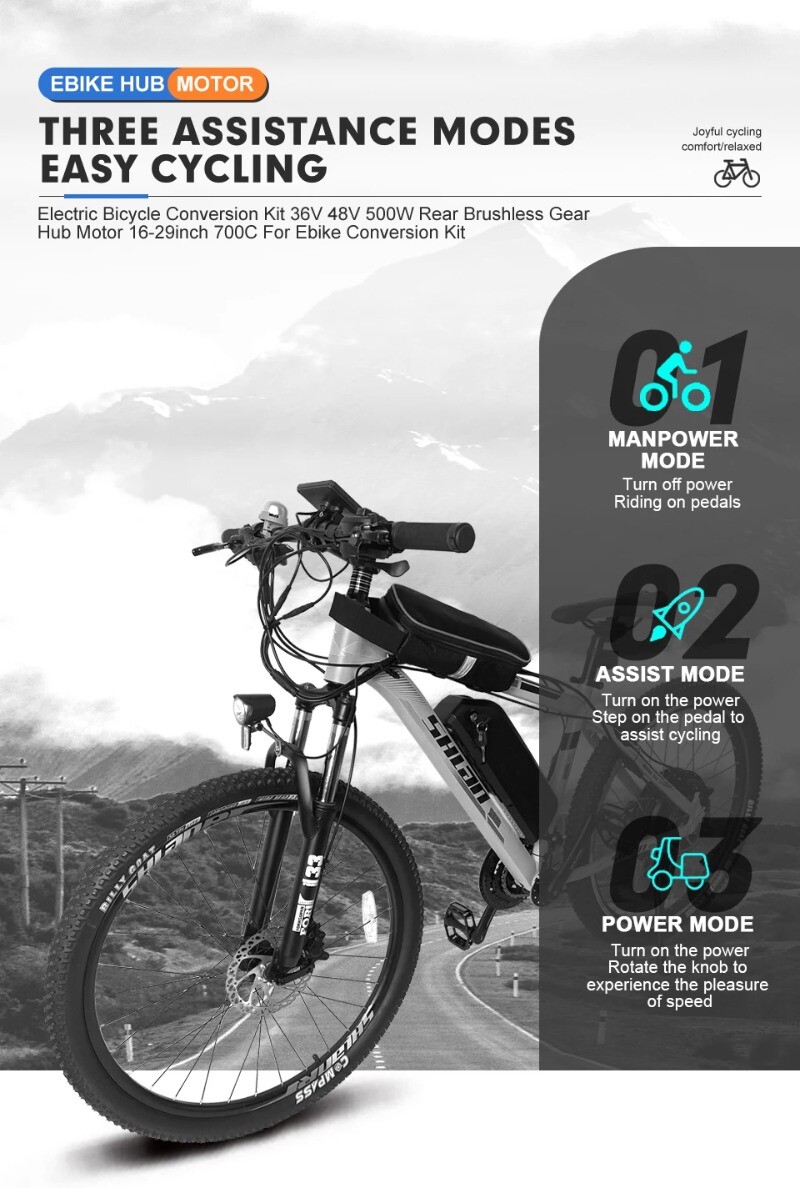36V/48V 500W Rear Cassette Brushless Geared Hub Motor for MTB Electric Bicycle