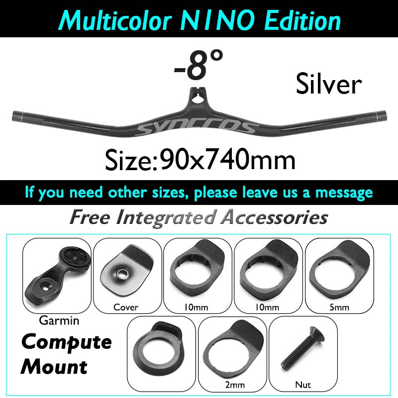 90*740mm Carbon Fiber Mountain Bike Integrated Handlebar -8/-17/ -25 Degree