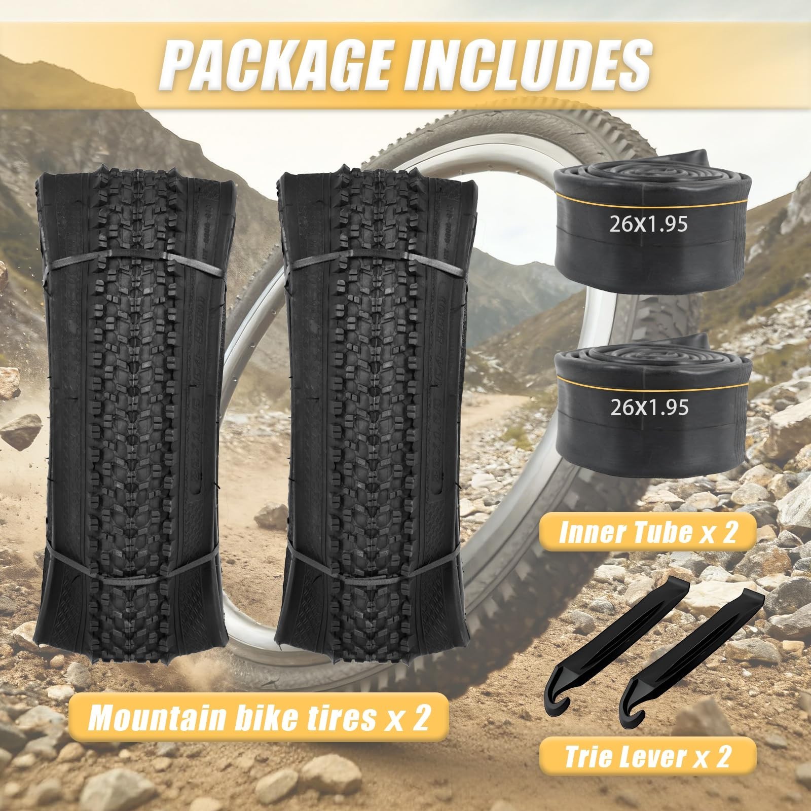 26×1.95 Mountain Bike Tire: Wear-Resistant and Puncture-Resistant 26 Inch Bik…
