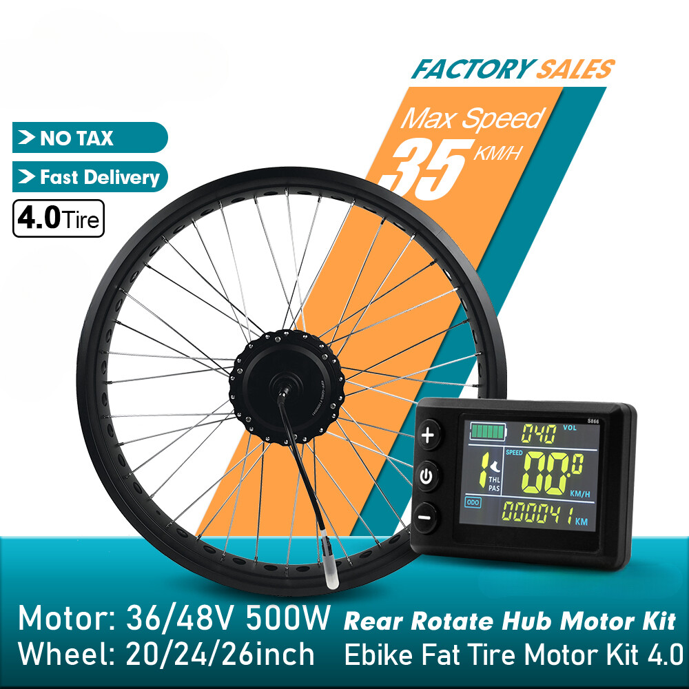 Snow E-bike Conversion Kit 36V 48V 500W Rear Rotate Hub Motor Wheel 20 24 26inch