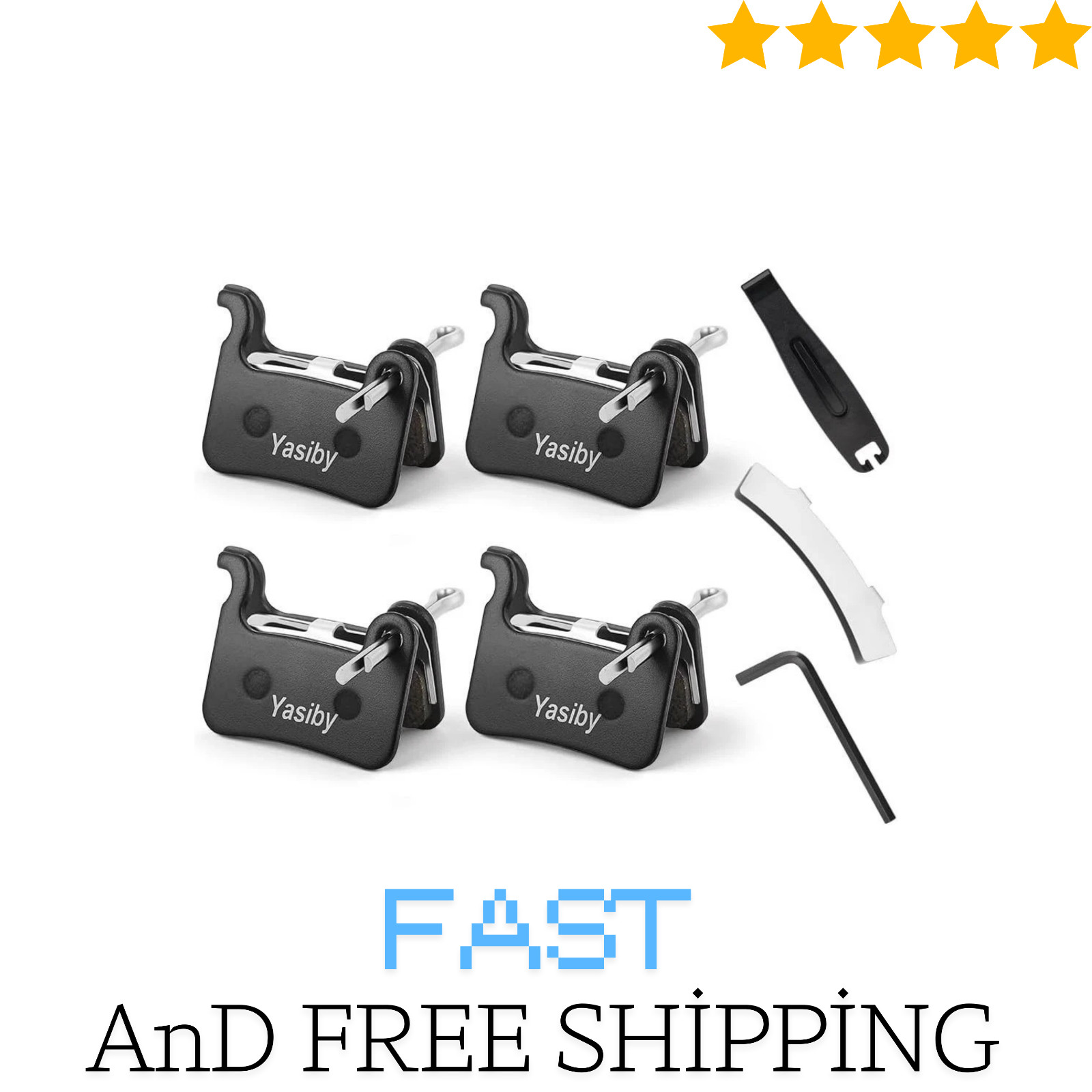 4 Pairs Bike Brake Pads, Resin Semi-Metal Bicycle Disc Brake Pads Ebike Brake