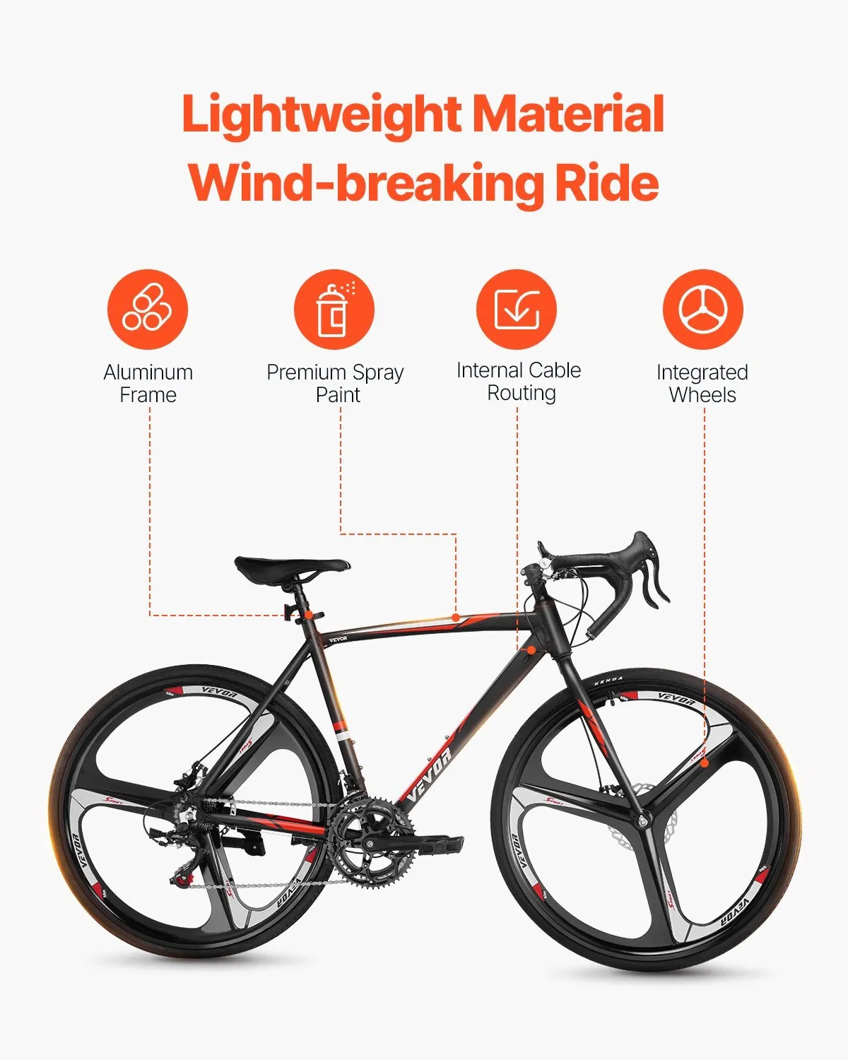 Road Bike, 700C Wheels Racing Bike, SHIMANO 14 Speeds Drivetrain City Commuter R