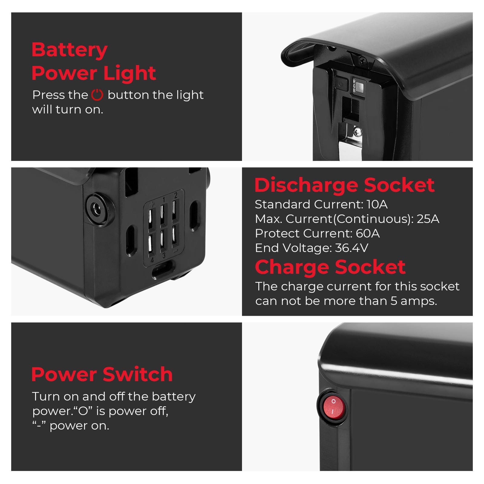 48V 20Ah Battery Rear Rack Electric Bike Battery 48V Lithium Battery 1000W 1500W
