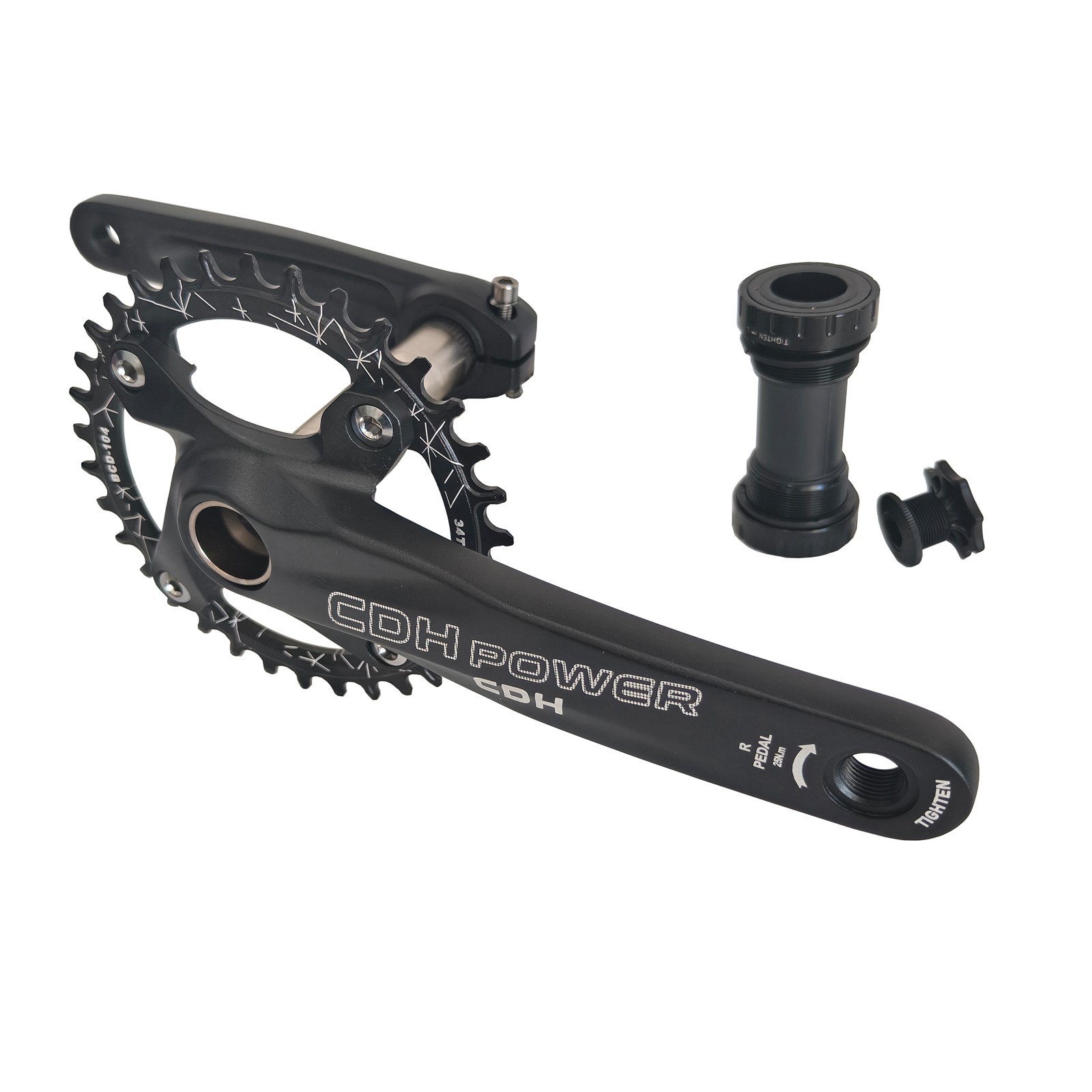 DONSP1986 Bicycle Crankset 34T 170mm 104BCD Hollow Integrated MTB Aluminum w/BB