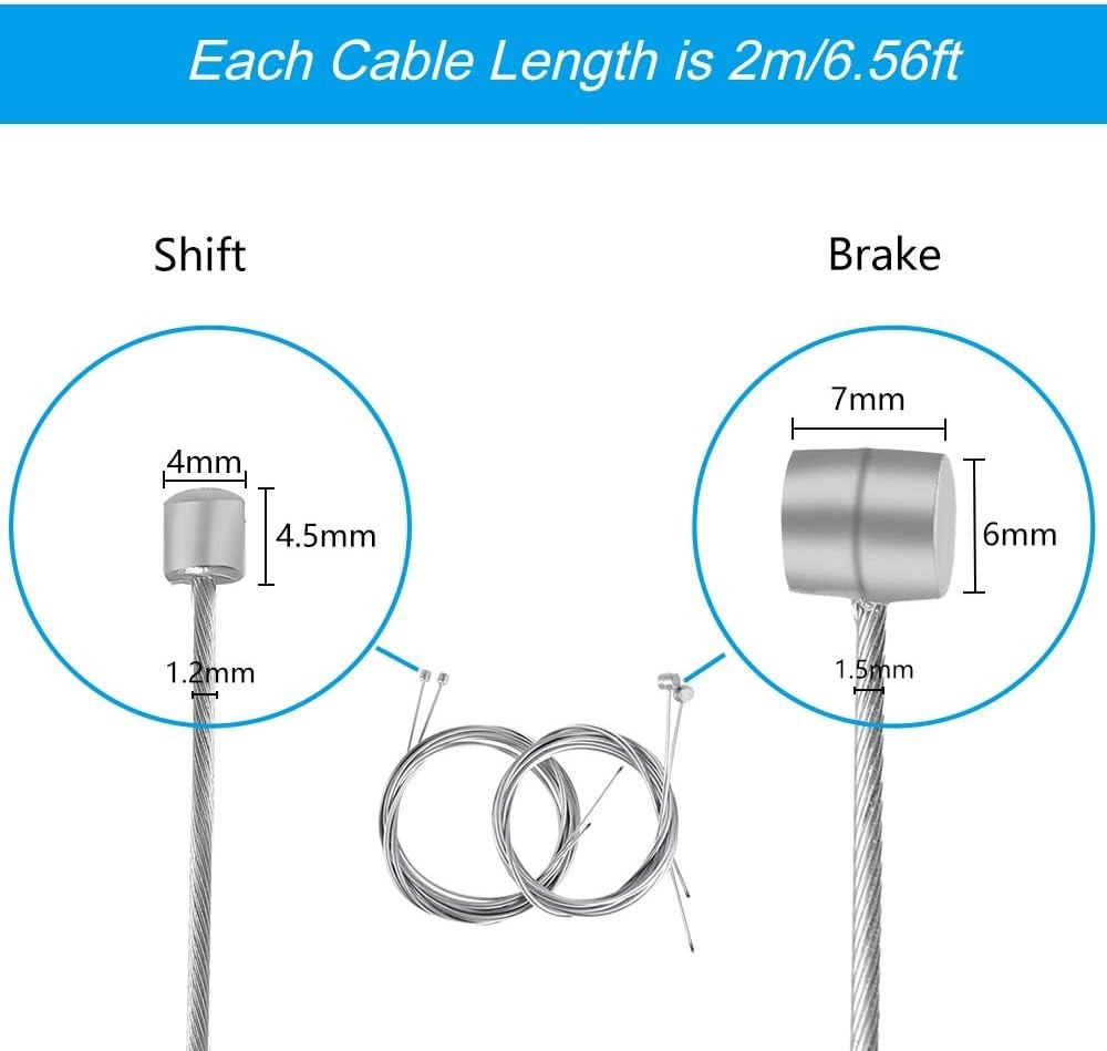 Complete 18 PCS Bike Brake/Shift Cable Set in Durable Stainless Steel and Alloy