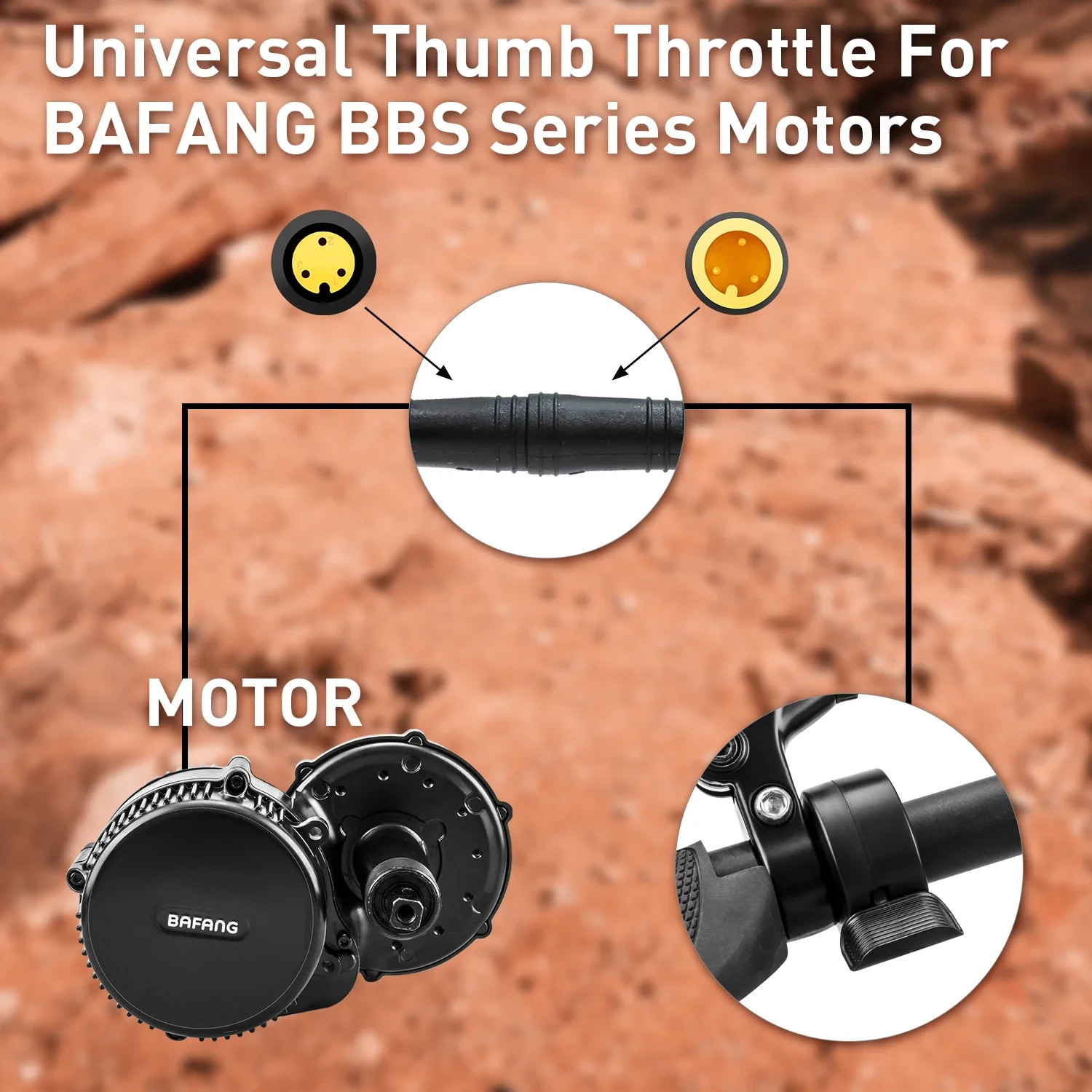 Zeekpowa Thumb Throttle for Bafang BBS01 BBS02 BBSHD –3-Pin Waterproof eBike Kit