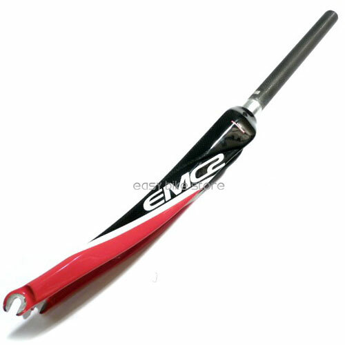 28.6mm CYCLING 3K CARBON FORK 370MM RED & BLACK ROAD USE 700C 1 1/8″