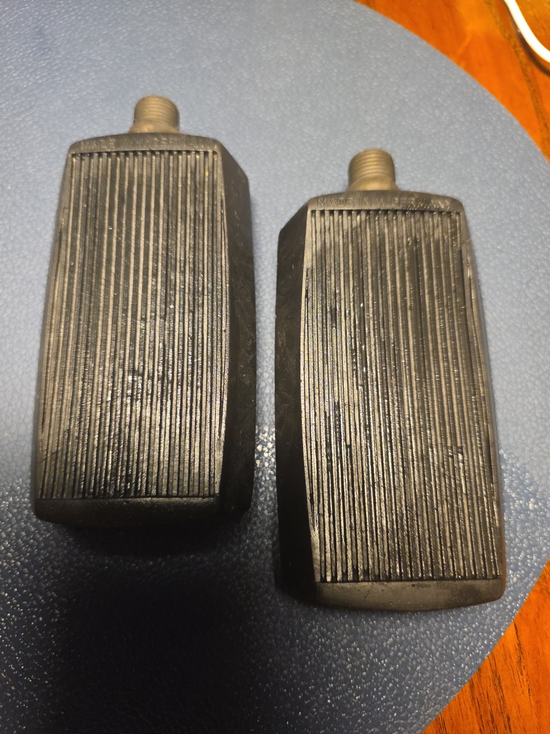 vVintage bicycle Hard Rubber Pedals 9/16. Made in Germany