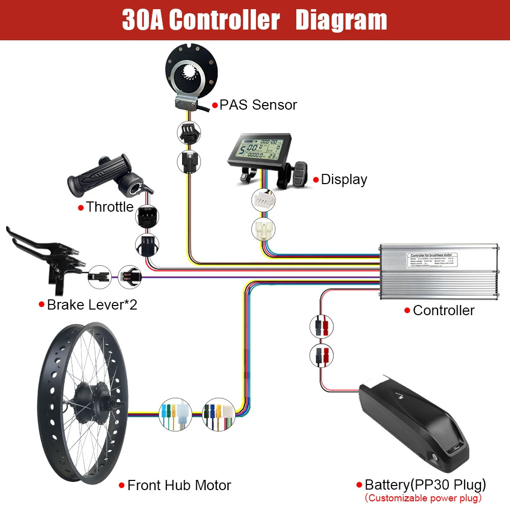 Snow Electric Fat Bike 48V 750W Brushless Gear Front Hub Motor Wheel 20 24 26in