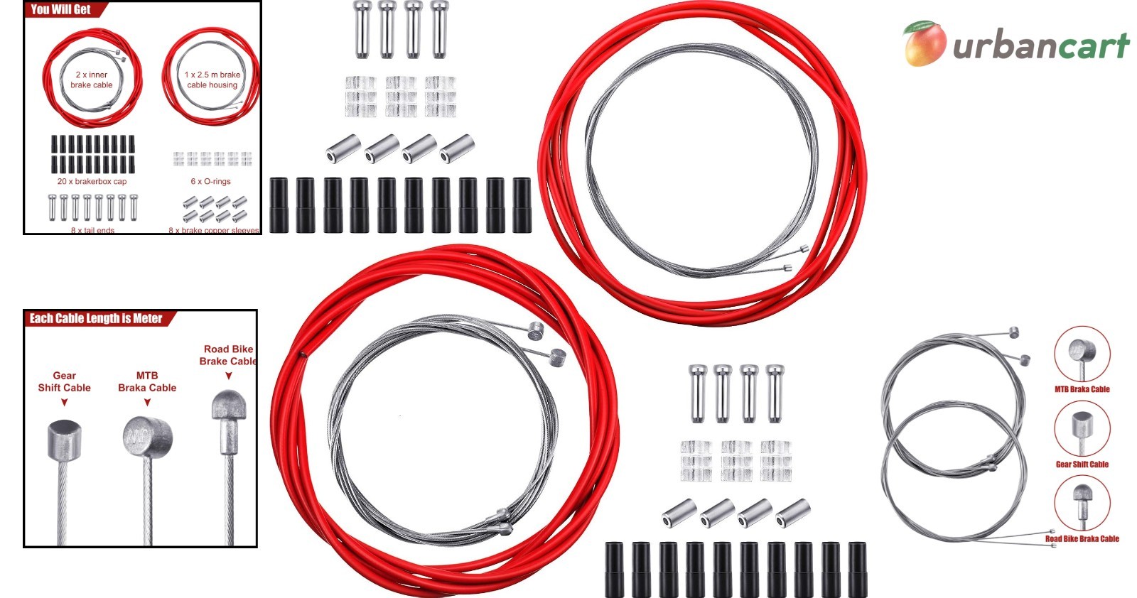 Universal Bike Brake & Shift Cable Kit – Durable, Rust-Resistant Replacement Set