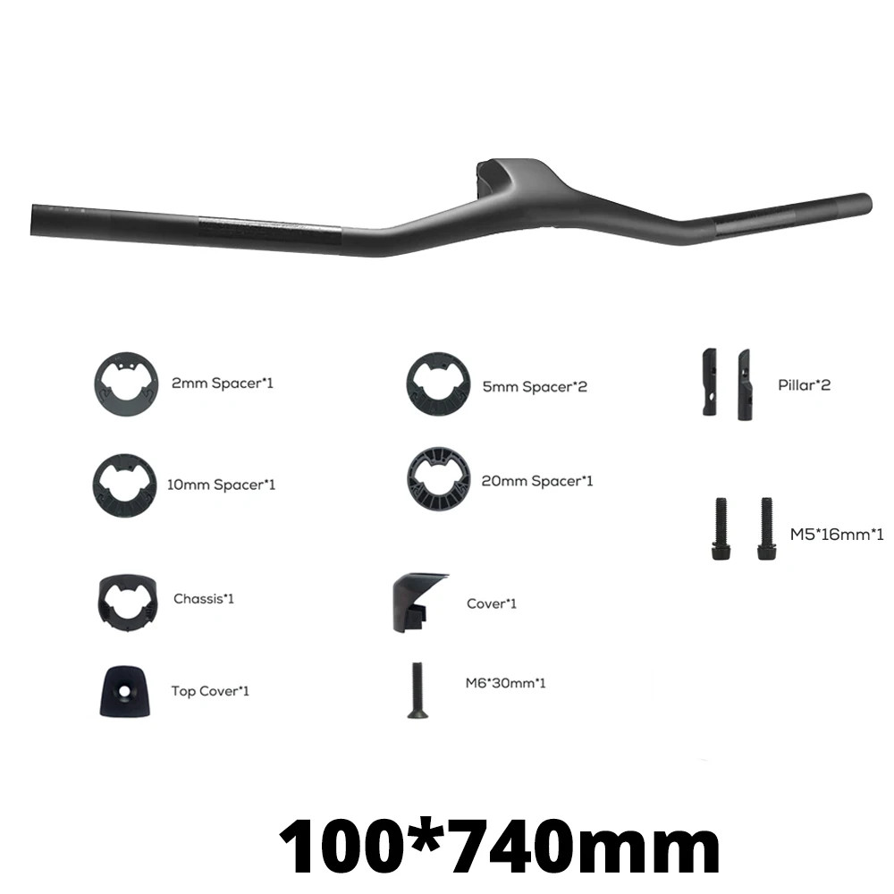 -40° Rise Full Carbon Mountain Bike Handlebar 28.6mm Integrated Cockpit Drop Bar