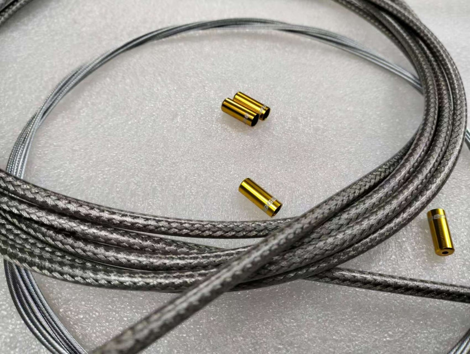 JAGWIRE BRAIDED TITANIUM CGX SL BRAKE HOSE CABLE KIT ROAD MTB GOLD CNC CAPS