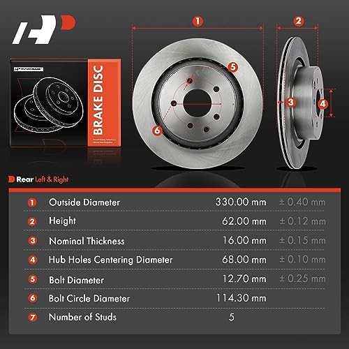 13 inch (330mm) Disc Brake Rotors Compatible with Select Infiniti Rear Vented