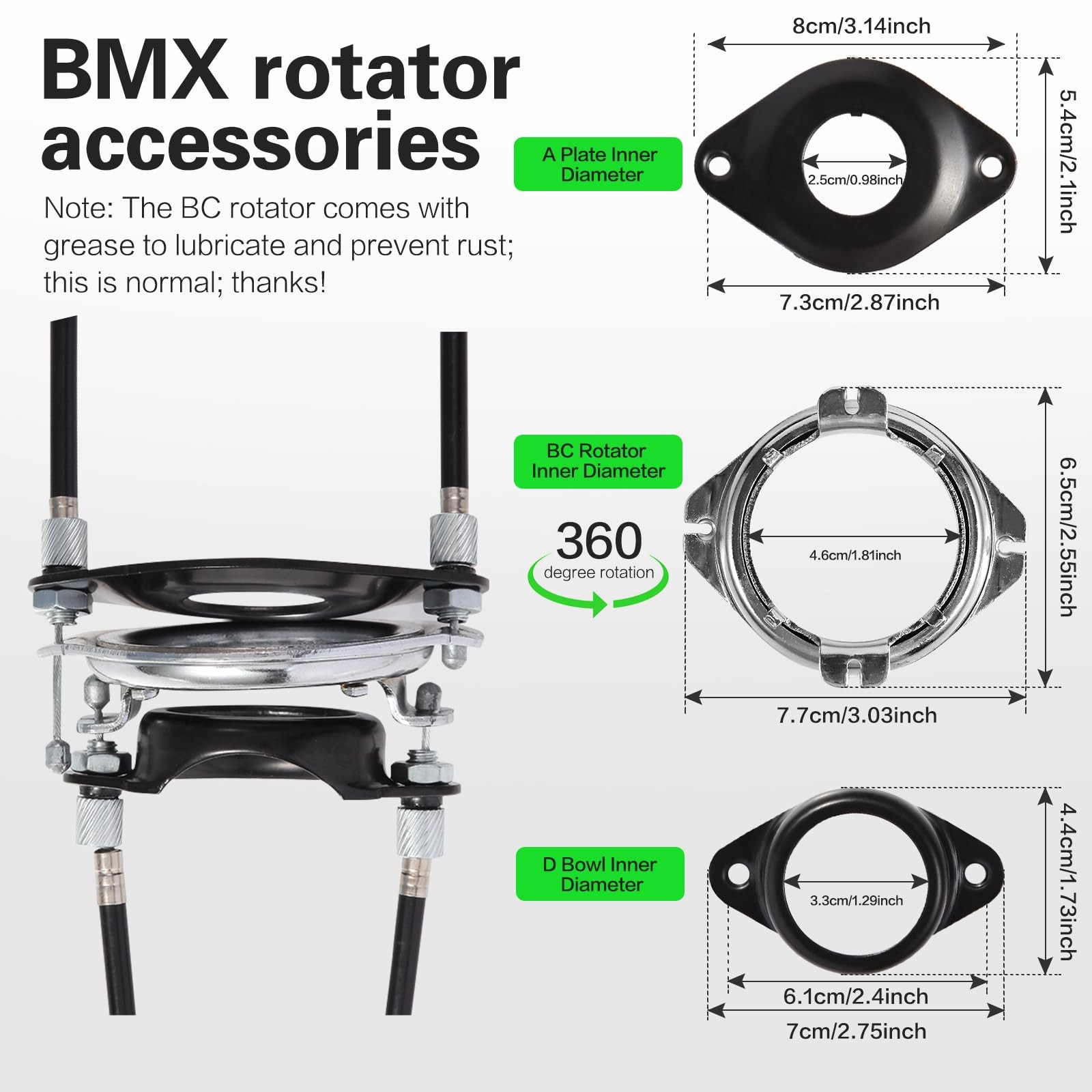 BMX Bike Gyro Brake Cables Front + Rear (Upper As shown in the figure, Black