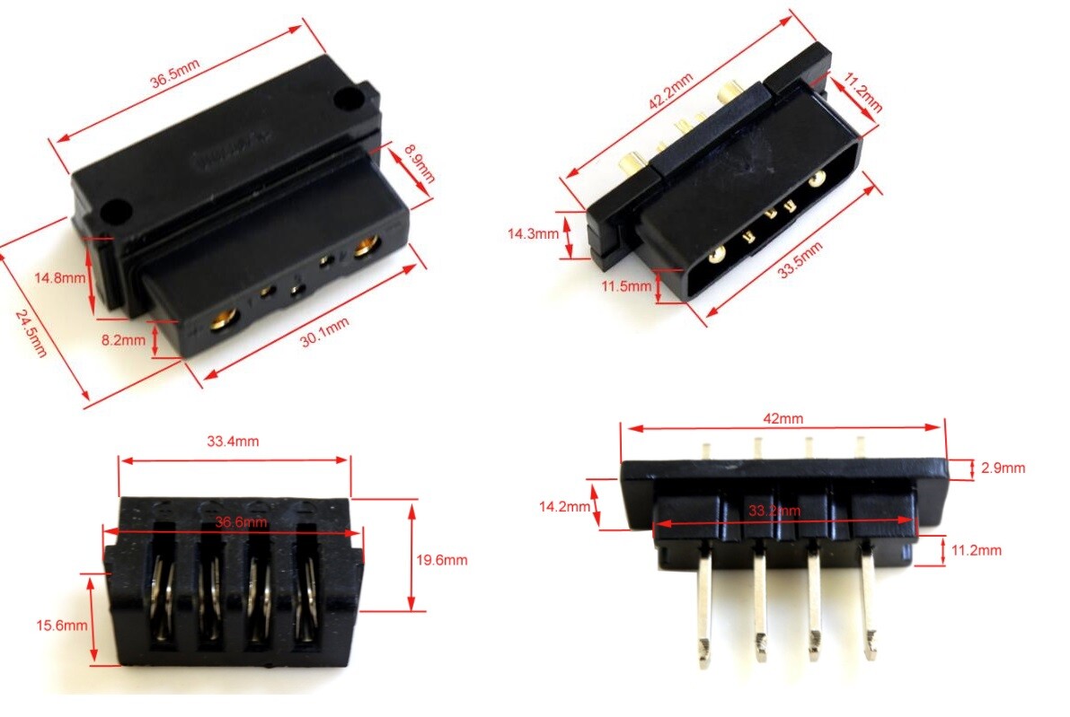 Hailong Power Discharge Connector Plug 4pins Male & Female Ebike Battery AEU