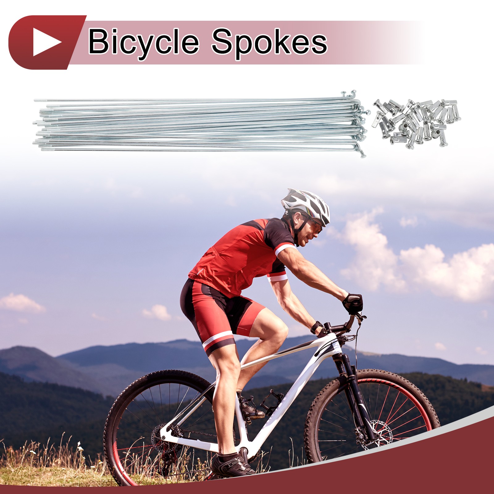 12G Bicycle Spoke 265 mm Bike Wheel Spoke Galvanized Carbon Steel Silver Tone
