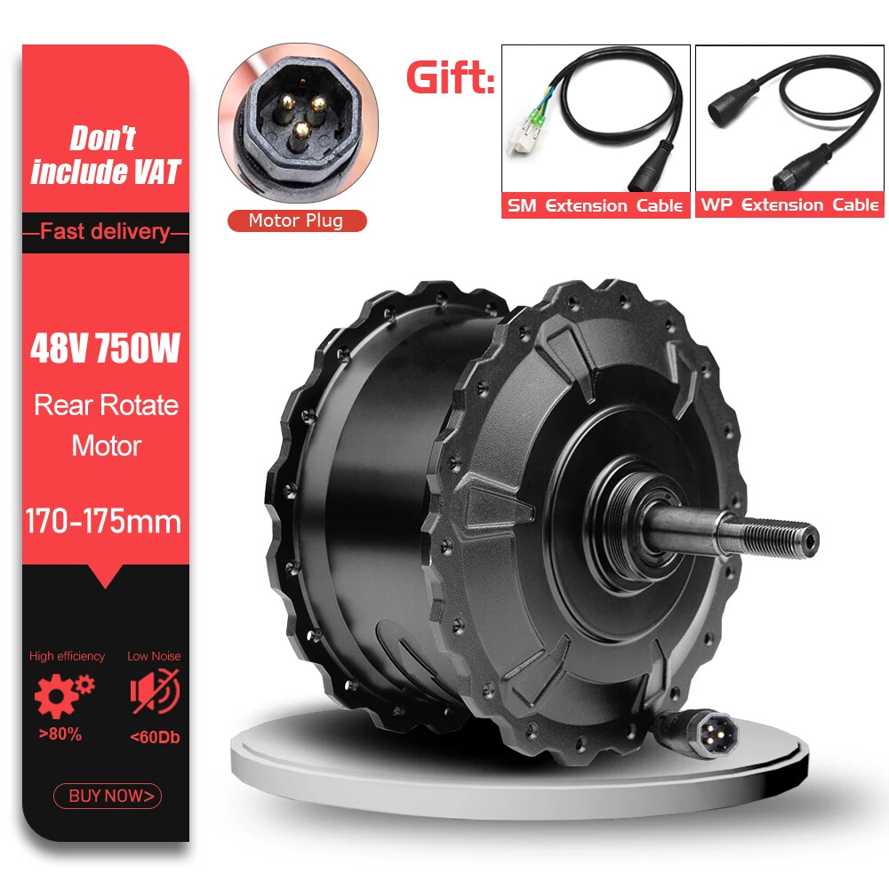 Snow Electric Fat Bike Motor 48V 750W 20/24/26inch Brushless Gear Rear Hub Motor