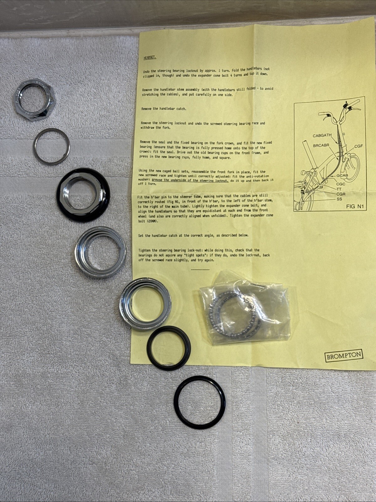 Brompton Headset -Steel – 1 1/8″ Threaded – New with Brompton instructions