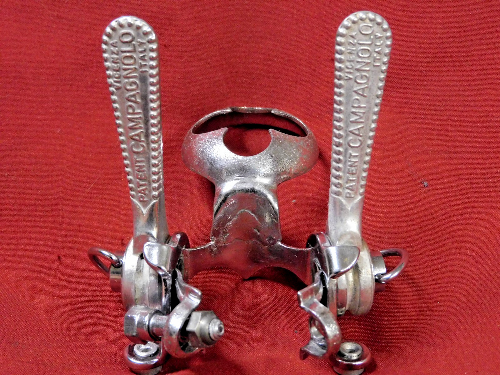 1973 Campagnolo #1014/1 Nuovo Record Shift Levers Clamp-on w/ Umbrella Pump Clip