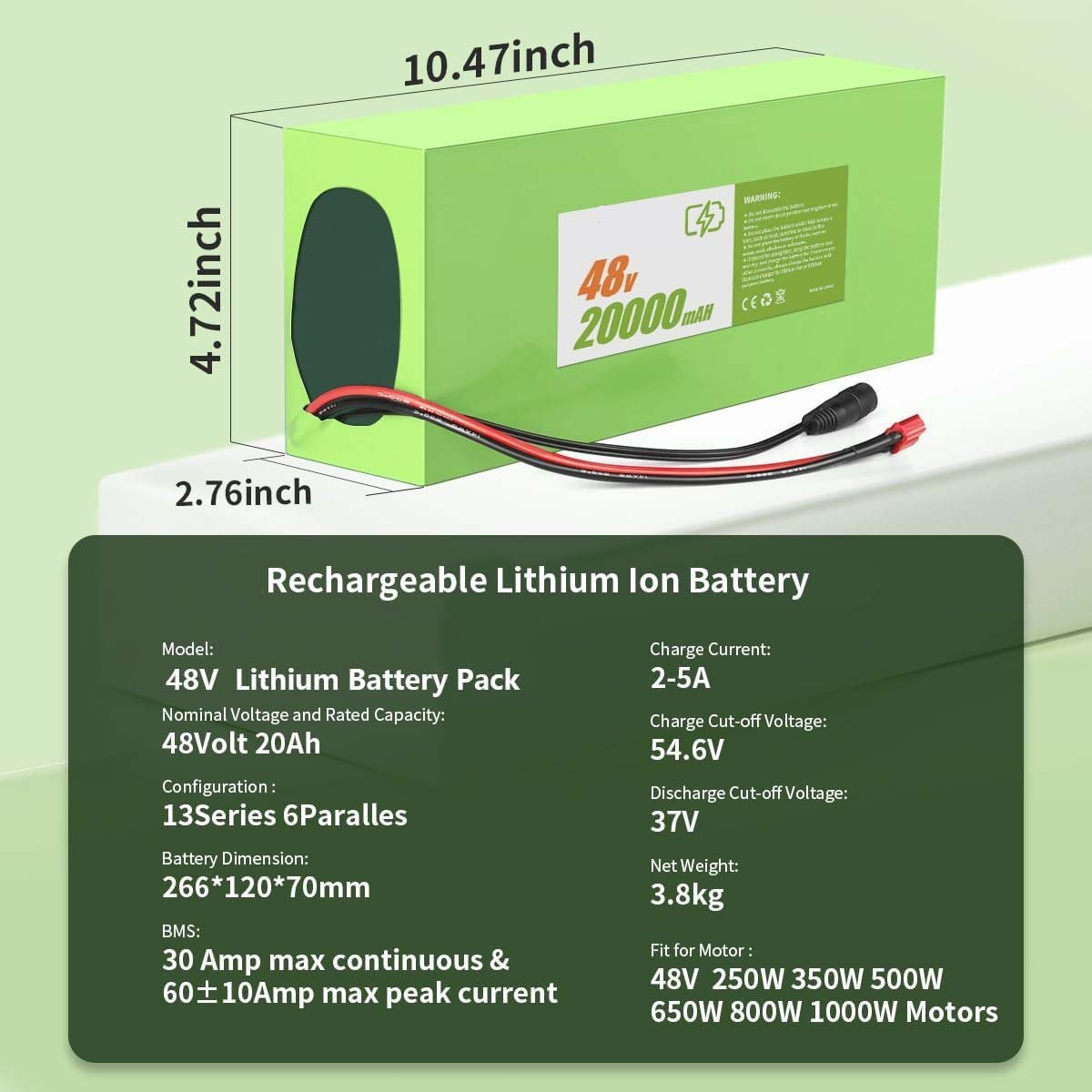 HAILONG 48V 20AH Electric Bicycles Li-ion Battery for 200W-1000W EBike Scooter