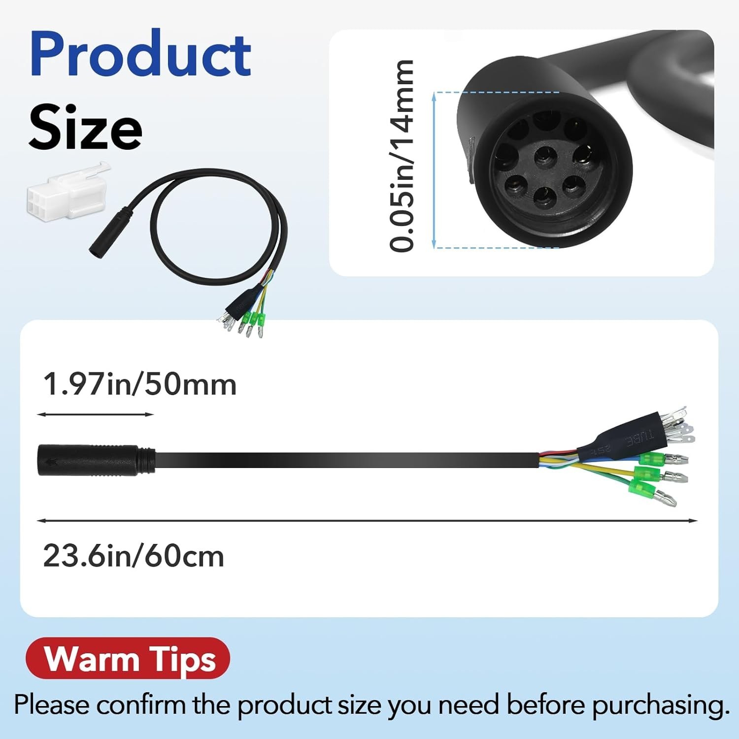 9 Pin Hub Motor Extension Cable 60CM Waterproof Connector E-Bike Conversion
