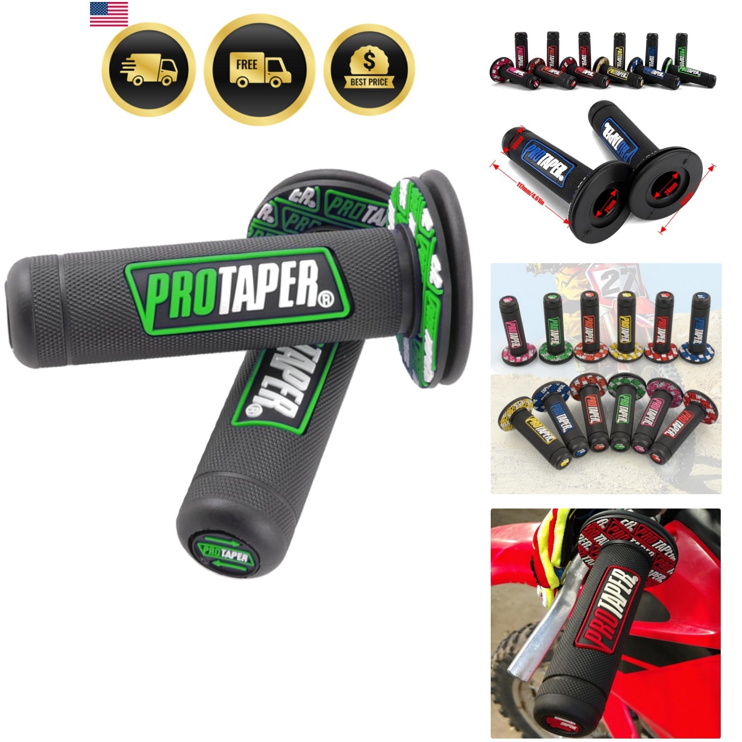 7/8″ Motorcross Handle Grips Dirt Bike 22mm 24mm Truster Grips Motorcycle Erg…