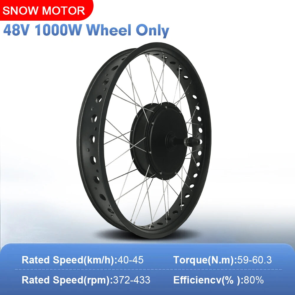 Snow E-bike Conversion Kit 48V 1000W Rear Rotate Hub Motor Wheel 170/190mm
