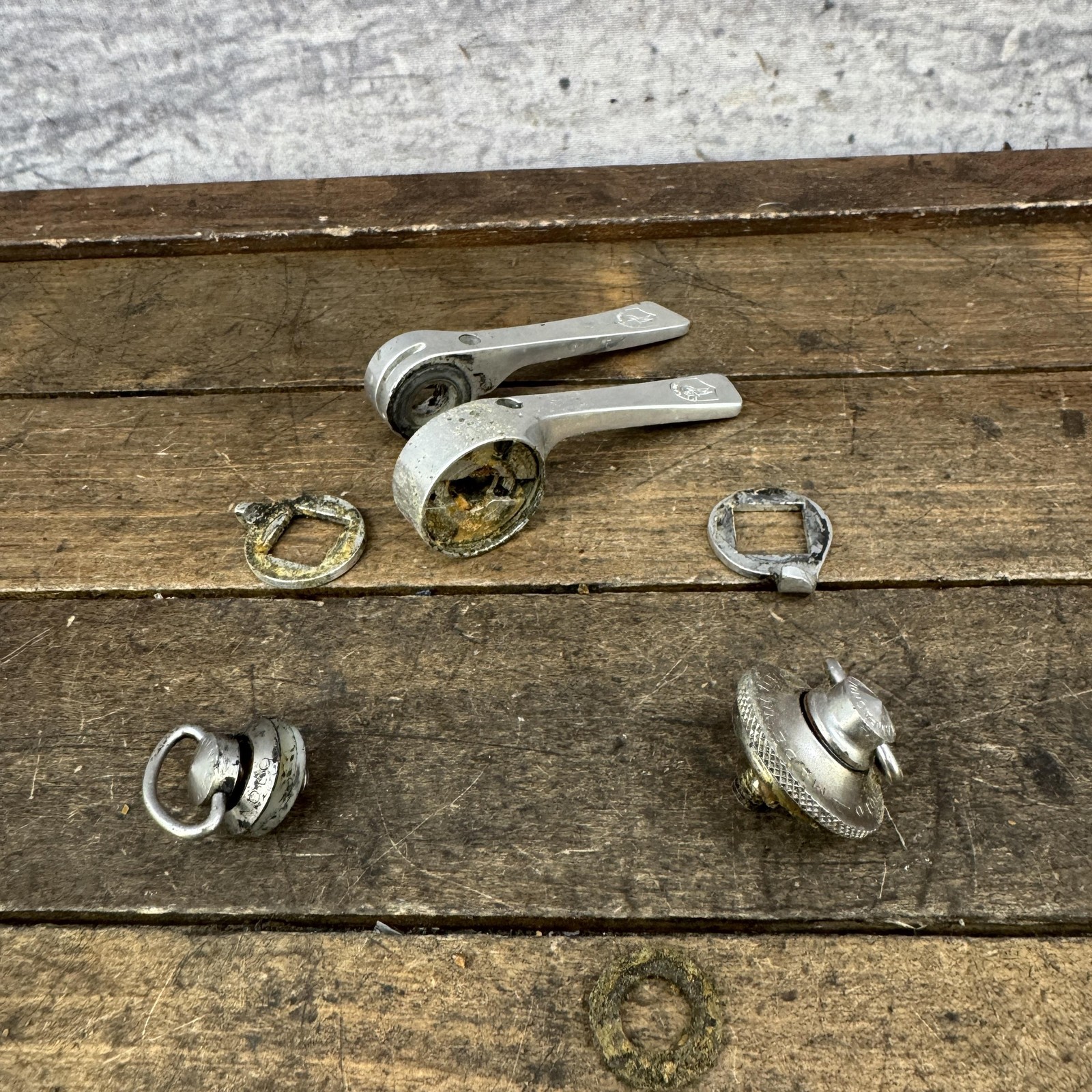 Vintage Campagnolo Shifter Set Road Bike Down Tube Shift Shield Italy Syncros