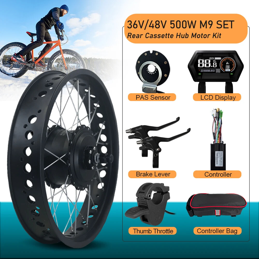 20/24/26in 36V 48V 500W Rear Cassette Hub Motor for Electric Bike Conversion Kit