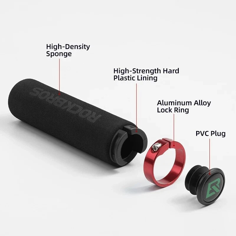 ROCKBROS BMX MTB HandleBar Grips Foam Single Lock on Soft Comfortable Non-Slip