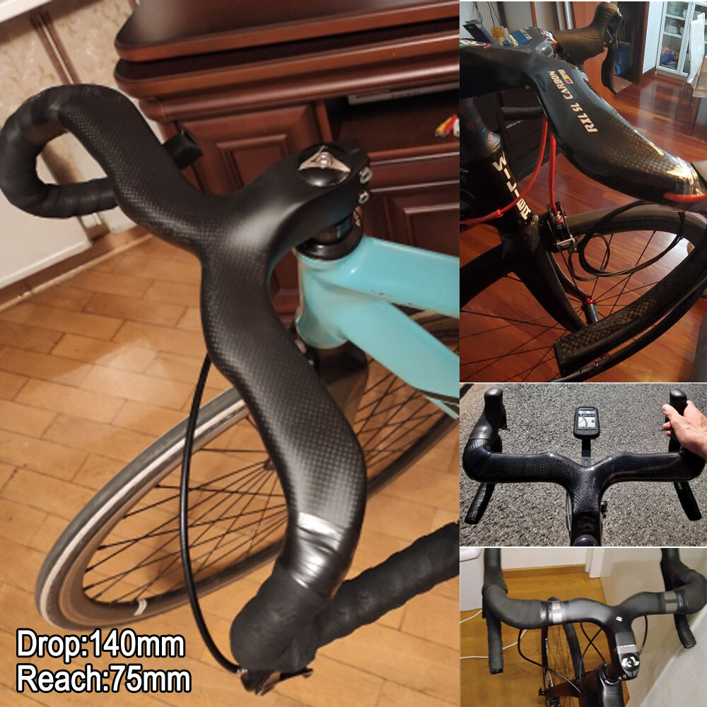 Carbon Bicycle Handlebar 1-1/8″ Racing Road Bike Drop Handle Bar Integrated Stem